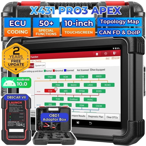 Launch X431 PRO3 APEX Wireless Car Diagnostic OBD2 Scanner All-System Diagnostics with DBScar VII, Topology Mapping, Online Coding,CANFD DoIP,37+ Services