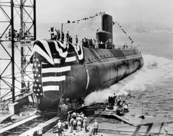 Launch of the nuclear submarine Seawolf Class Submarine Groton Connecticut USA Canvas Art - (18 x 24)