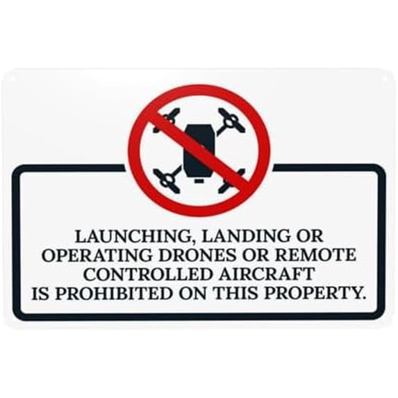Launching Landing Or Operating Drones Or Remote Controlled Aircraft Warning,Prohibition Security Metal Signs for Home Busines Street Wall Caution Decor 12 x 8 Inch