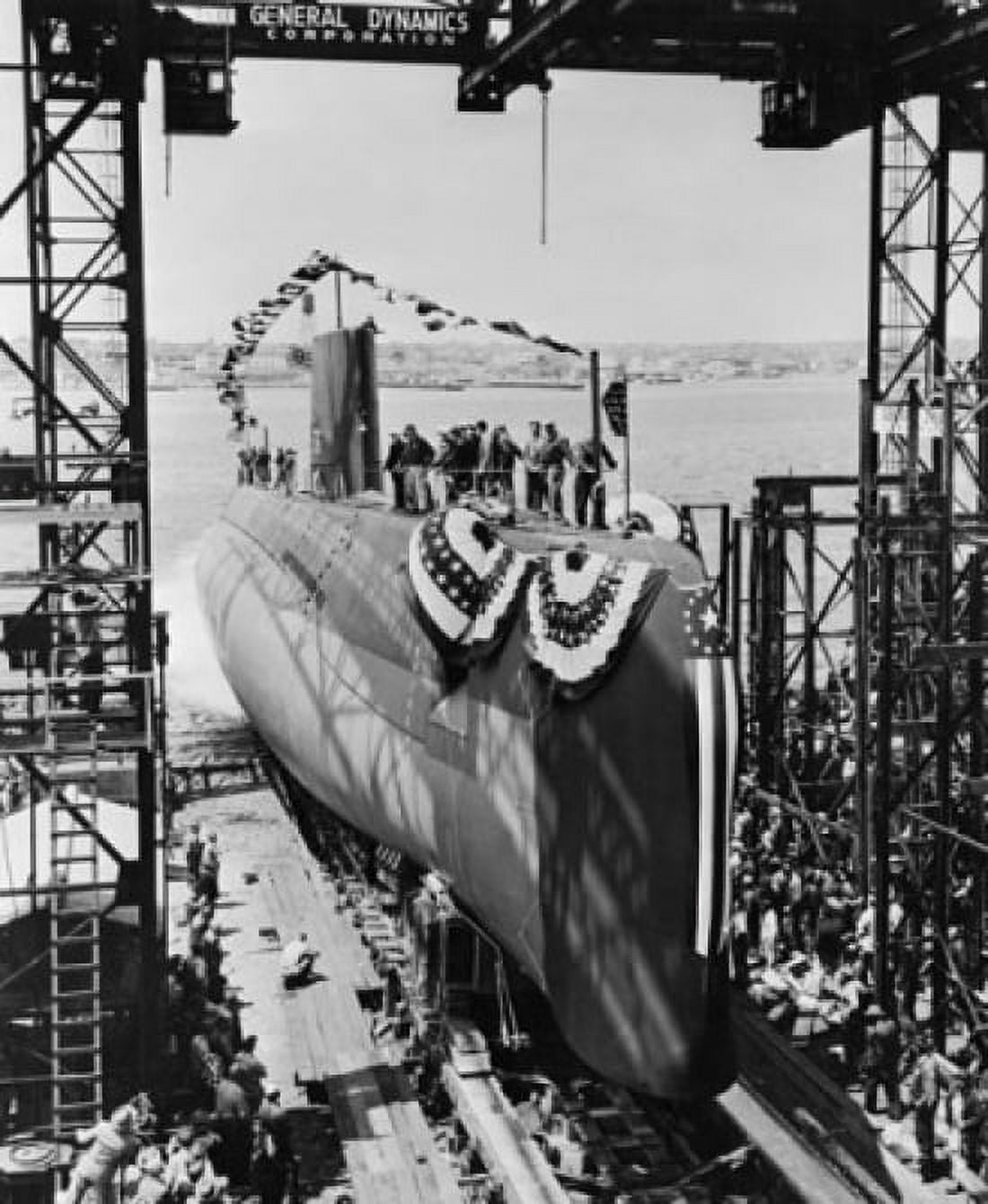 Launching of Diesel Submarine USS Darter Groton Connecticut USA Canvas Art - (18 x 24)
