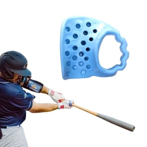 Launchpad Max Baseball Thumb Guard - RIGHT-HANDED HITTER | Patented Bat-Shaped Channel, Bat Sting Protection, Improves Grip and Control | Teen, Adult & Pro (Baby Blue)
