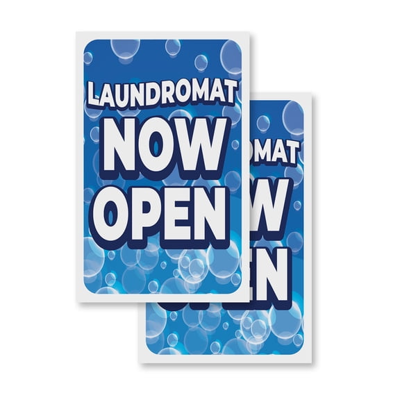 Laundromat (2-PACK) 24" x 36" Vinyl Decals | Sign Insert Peel & Stick Decals Stickers Window Signs