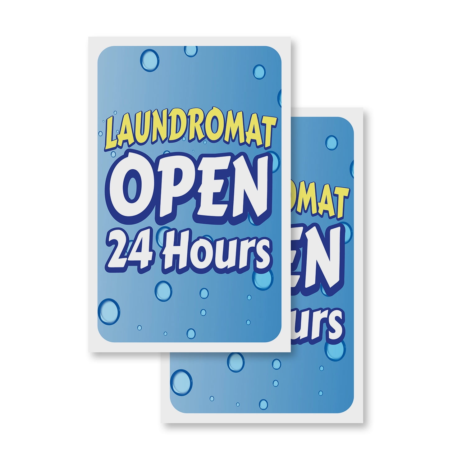 Laundromat (2PACK) 24" x 36" Vinyl Decals Sign Insert Peel & Stick