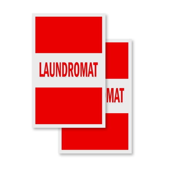 Laundromat (2-PACK) 24" x 36" Vinyl Decals | Sign Insert Peel & Stick Decals Stickers Window Signs