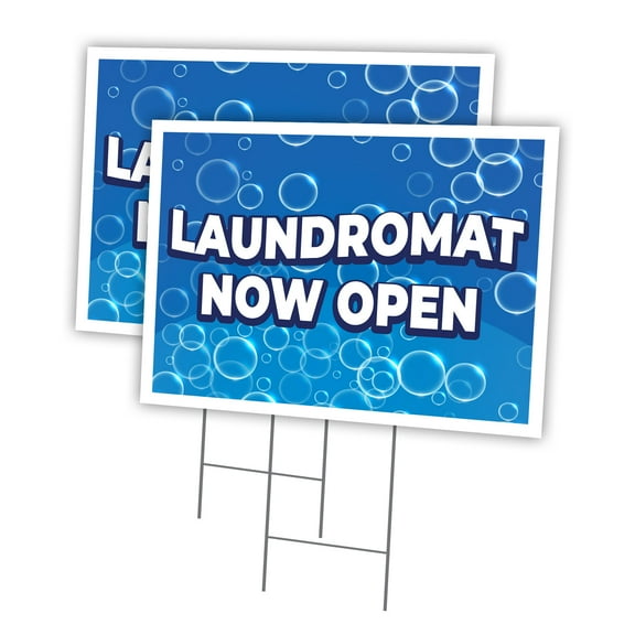 Laundromat 2 Pack Of 12" x 16" Yard Sign & Stake | Advertise Your Business | Stake Included Image On Front Only | Made in The USA