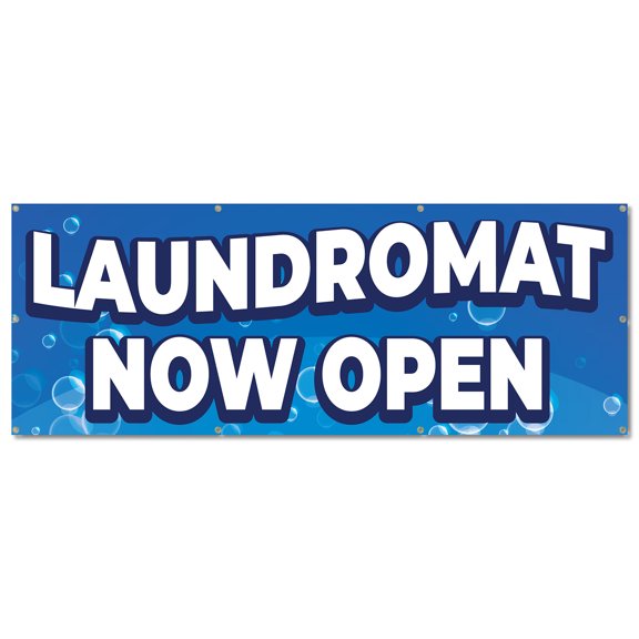 Laundromat | 36" X 96" Banner | Outdoor Vinyl Sign With Grommets | Wash & Fold Coin Laundry Advertising Displays | Made in The USA