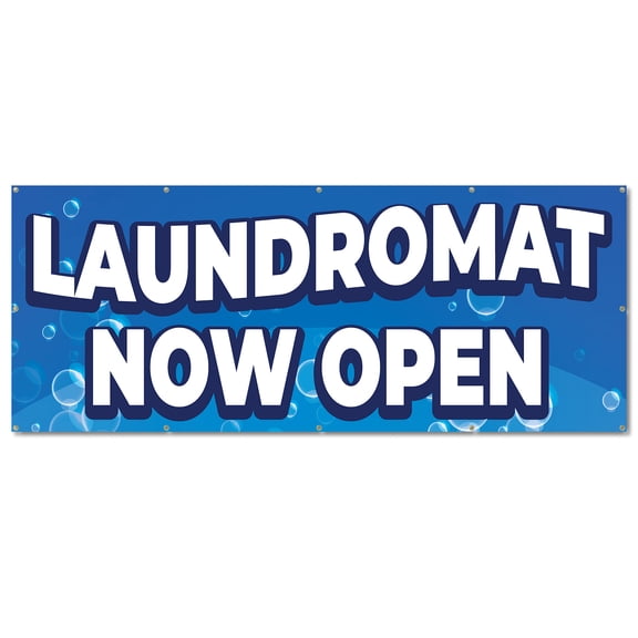 Laundromat | 48" X 120" Banner | Outdoor Vinyl Sign With Grommets | Wash & Fold Coin Laundry Advertising Displays | Made in The USA