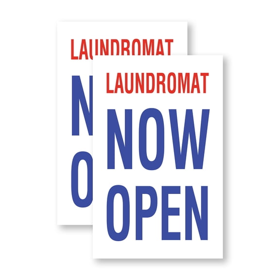 Laundromat Now Open (2-Pack) 24 Inch x 36 Inch Vinyl Decals | Sign Insert Peel & Stick Decals Stickers Window Signs | Grand Opening, Laundry Services, Convenient Locations | Made in USA