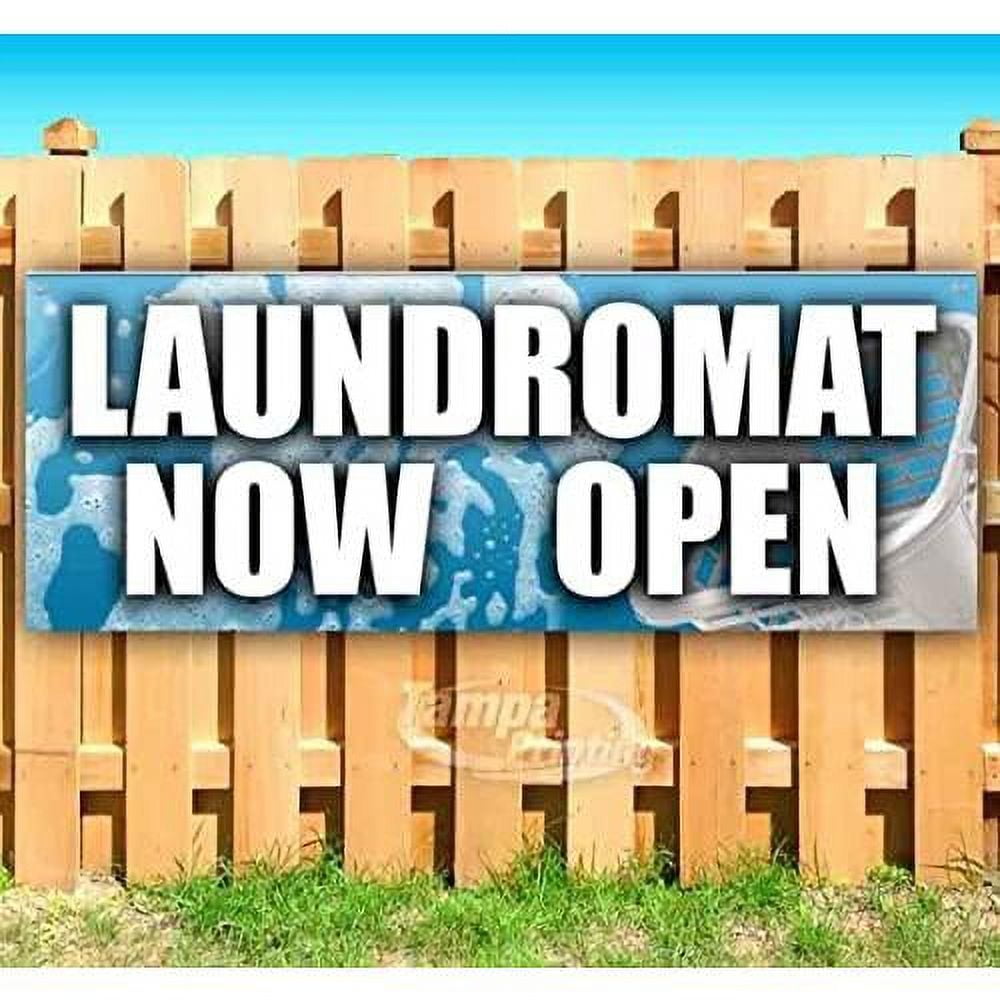 Laundromat Now Open Banner 13 Oz NonFabric HeavyDuty Vinyl Single
