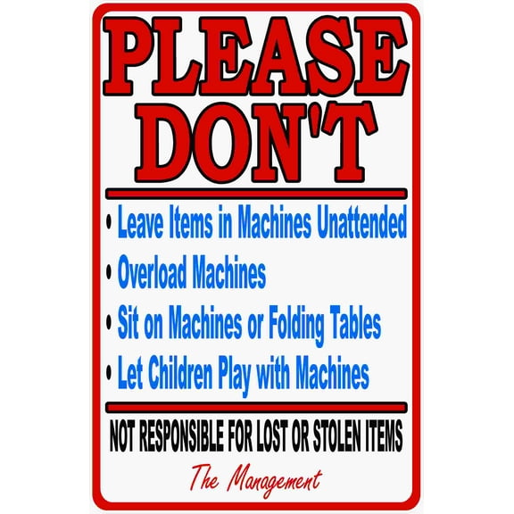 Laundromat Rules & Liability Sign