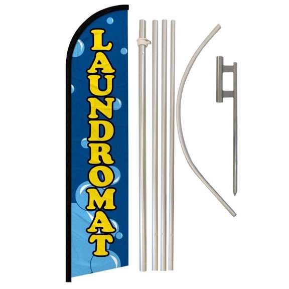 Laundromat Windless Banner Flag & Pole Kit