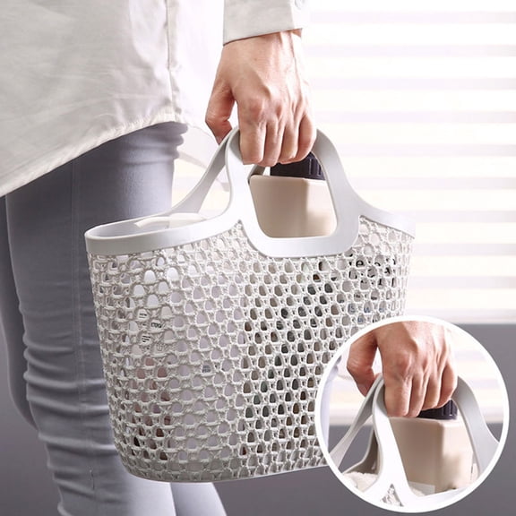 Laundry 1 Portable Shower Tote Bag Flexible Storage with Handle for Bathroom Pantry Kitchen Utility Solution,One Size,Grey