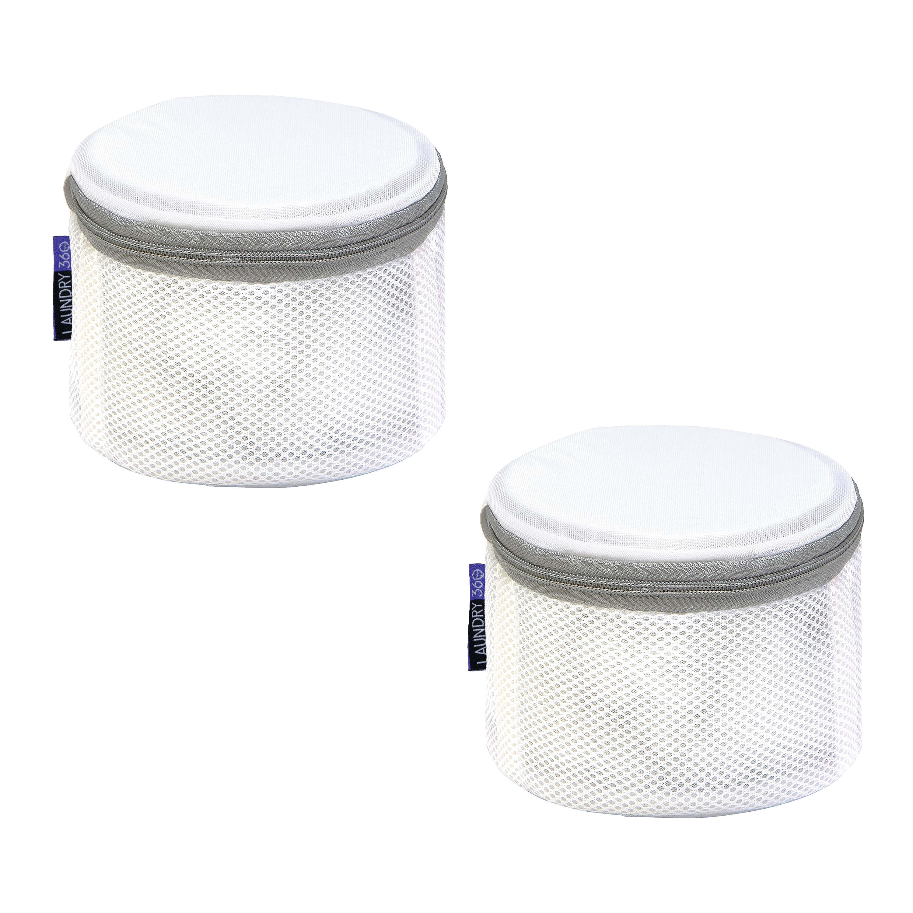 White Polyester Mesh Bra Wash Bags with Zip Closure, Set of 2