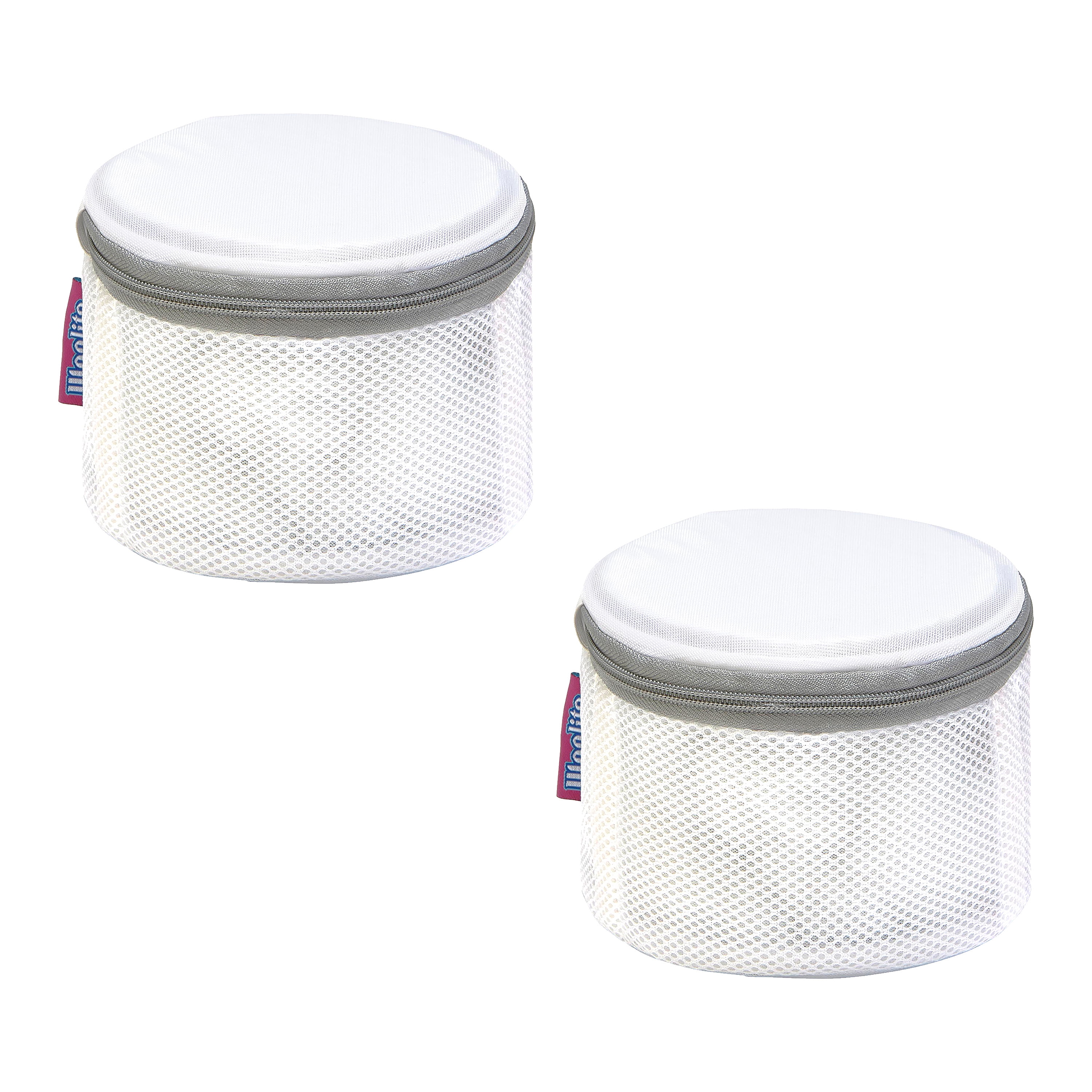 White Polyester Mesh Bra Wash Bags with Zip Closure, Set of 2