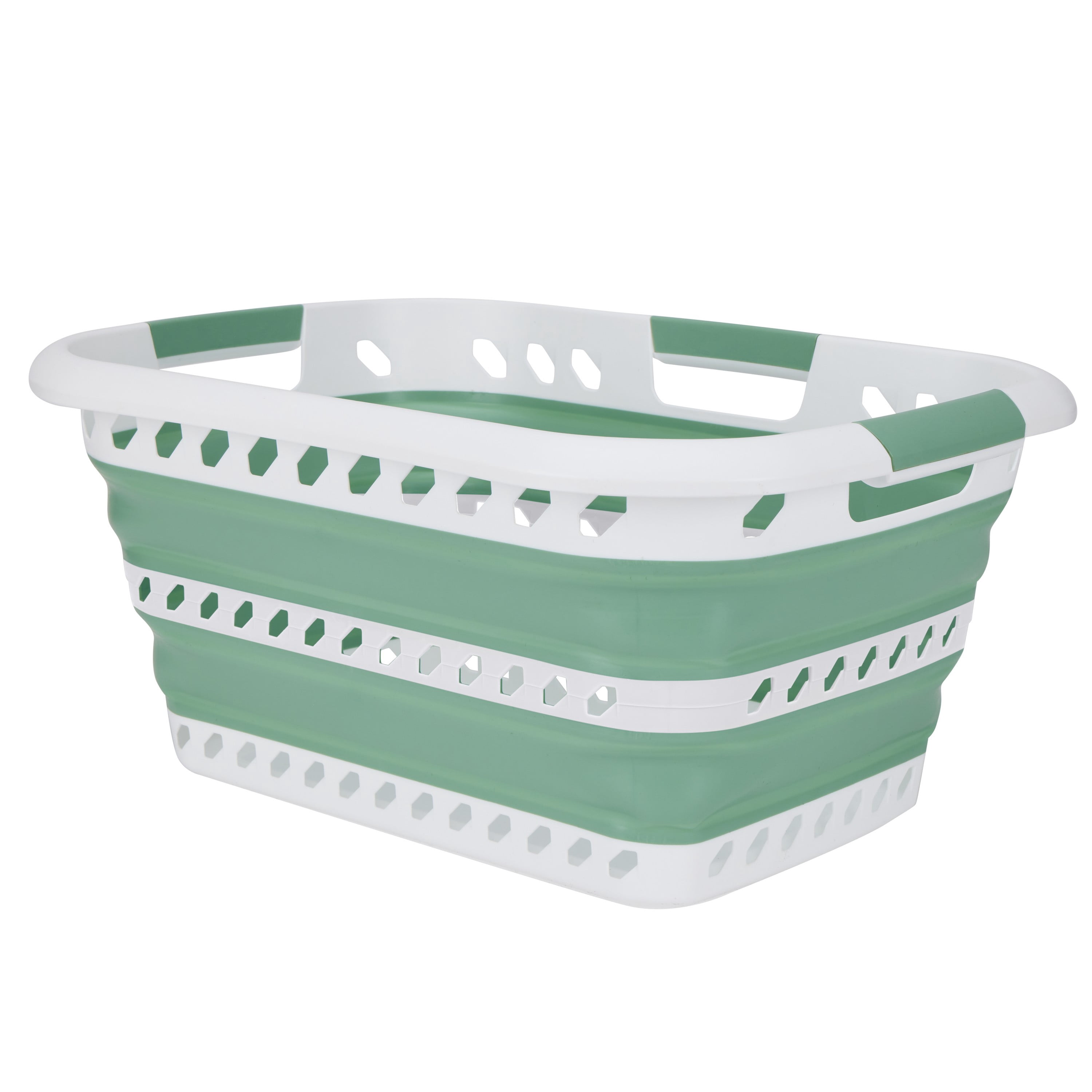 Laundry 360 Collapsible Laundry Basket in White/Sage