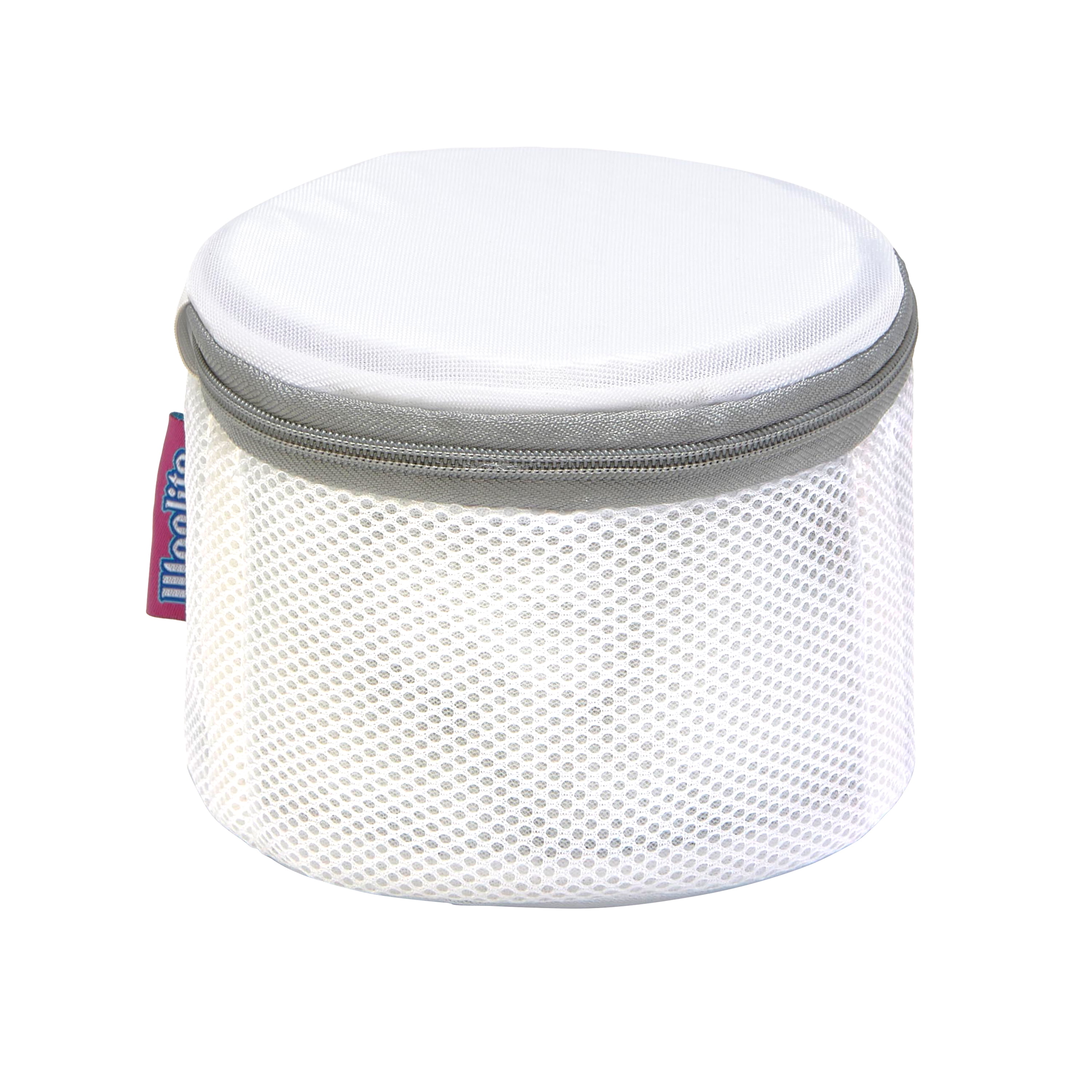 White Polyester Mesh Bra Wash Bag, 6.25" x 6.25" x 4"