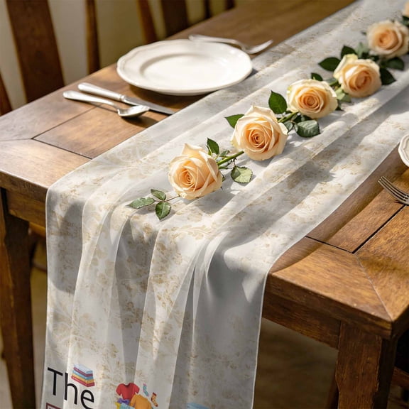 Laundry 4.5 ft Cheesecloth Table Runner for Wedding 19"x55", The Laundry Room Kitchen Dinner Sheer Tulle Chiffon Dresser Scarf, Holiday Party Decorations