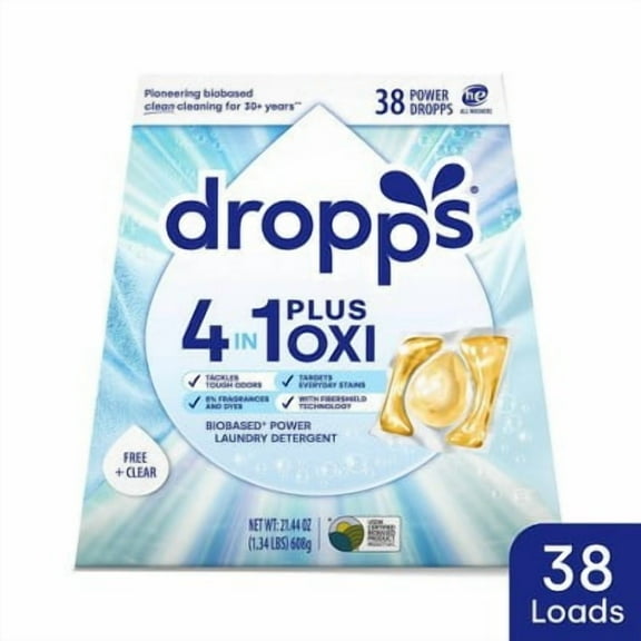 Laundry 4-in-1 Plus Oxi Power Biobased Detergent Pods - Free + Clear - 38ct