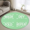 thumbnail image 1 of Laundry 4FT Round Area Rugs Wash Dry Fold Repeat Arrows Love Heart Green Soft Small Round Rug Non-Slip, Ultra-Thin Indoor Circle Carpet for Bedroom Entryway Kitchen Bathroom, 1 of 9