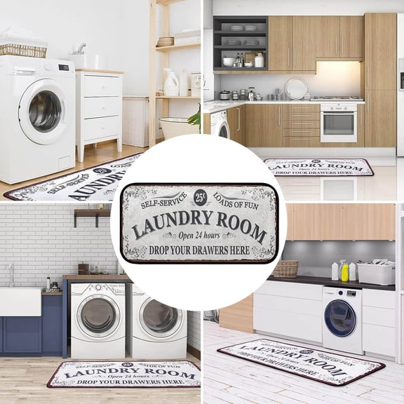 Laundry Area Rug Non Slip Door Mat Durable Entrance Rug Kitchen Flooring Laundry Room Bathroom Hallway Entrance Rug Carpet Easy To Use
