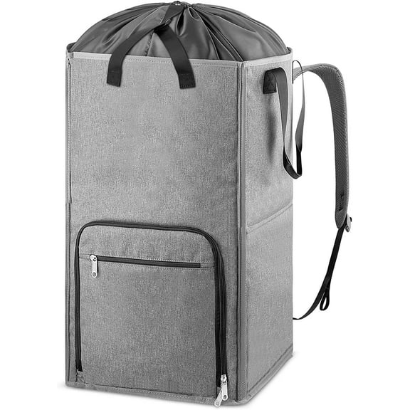 Laundry Backpack Bag, Extra Large 2 in 1 Laundry Hamper Basket for College Students Dorm Essentials, Adjustable Shoulder Straps, Freestanding Laundry Bag for Apartment, Laundromat, Travel