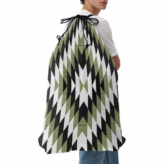 Laundry Bag Aztec Boho Mesh Wash Bags Dirty Clothes Organizer with Drawstring Washing Machine Packable Storage Bag Bohemian Abstract Geometric Sage Green Travel Laundry Bags for Delicates Dorm