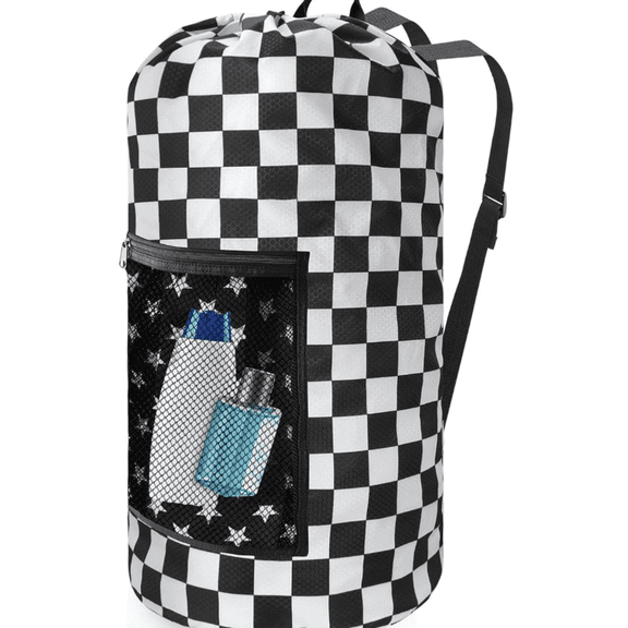 Laundry Bag Backpack,Portable with Adjustable Shoulder Straps Travel Dirty Laundry Bag,with Drawstring Closure & Mesh Pocket Backpack Laundry Bag for College,Apartment,Camping