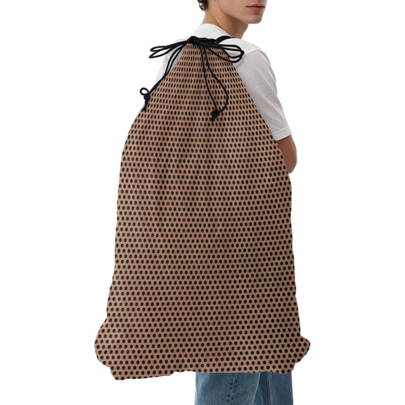 Laundry Bag Brown Metal Hole Mesh Wash Bags Dirty Clothes Organizer with Drawstring Washing Machine Packable Storage Bag Copper Industrial Net Eye Texture Travel Laundry Bags for Delicates Dorm