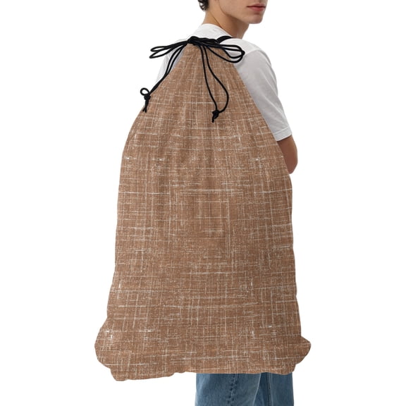 Laundry Bag Copper Linen Fabric Mesh Wash Bags Dirty Clothes Organizer with Drawstring Washing Machine Packable Storage Bag Pure Solid Color Travel Laundry Bags for Delicates College Dorm Apartment