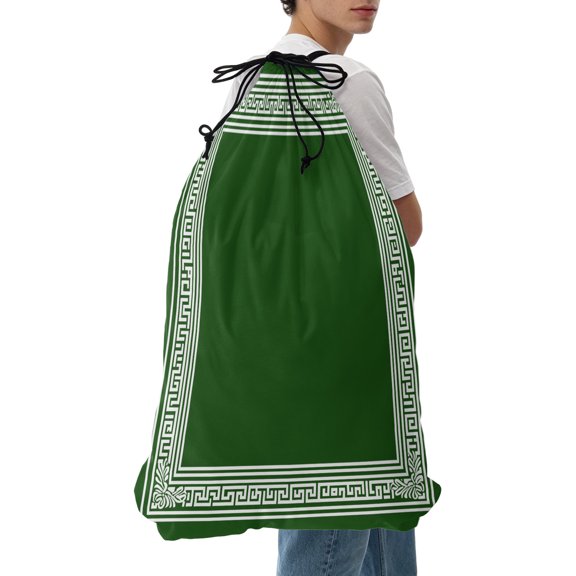 Laundry Bag Dark Green Key Design Mesh Wash Bags Dirty Clothes Organizer with Drawstring Washing Machine Packable Storage Bag Geometric Back Print Travel Laundry Bags for Delicates College Dorm