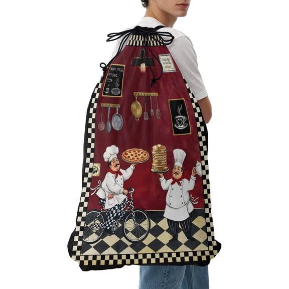 Laundry Bag Funny Chef Mesh Wash Bags Dirty Clothes Organizer with Drawstring Washing Machine Packable Storage Bag Cozy Kitchen Pizza Buffalo Plaid Travel Laundry Bags for Delicates College Dorm