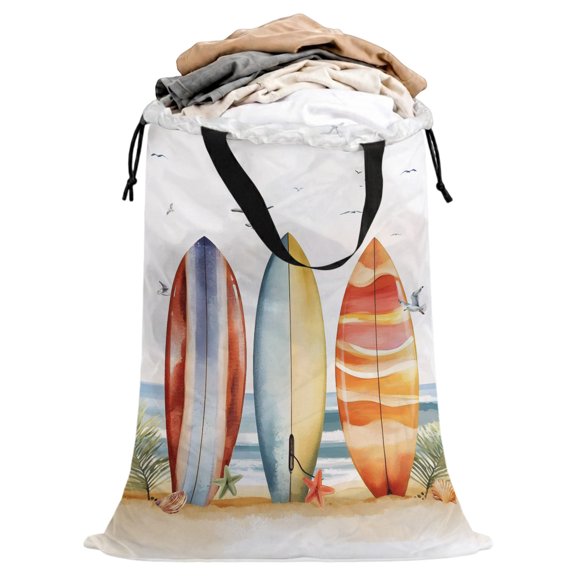 Laundry Bag with Handles Canoeing Large Laundry Hamper Bag for Dirty Clothes Seagull Vacation Beach Laundry Basket Storage Bag for Bedroom Dorm Apartment 25"x38"