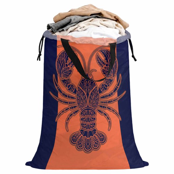 Laundry Bag with Handles Lobster Large Laundry Hamper Bag for Dirty Clothes Summer Tropical Ocean Beach Laundry Basket Storage Bag for Bedroom Dorm Apartment 25"x38"