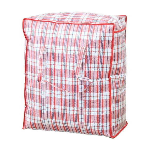 Laundry Bag with Handles, Plastic Checkered Storage Laundry Shopping Bags, Plaid Moving Bags with Zippers for Travel, Laundry, Shopping, Storage, Moving (21.65"x11.81"x25.59")