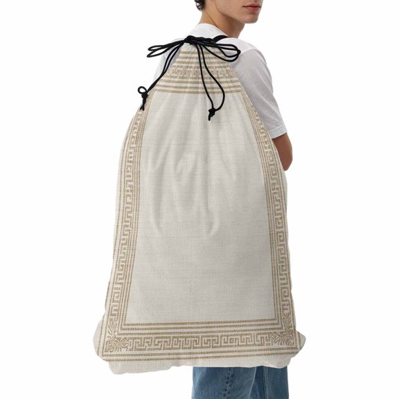 Laundry Bag Khaki Key Design Mesh Wash Bags Dirty Clothes Organizer with Drawstring Washing Machine Packable Storage Bag Linen Geometric Back Print Travel Laundry Bags for Delicates College Dorm