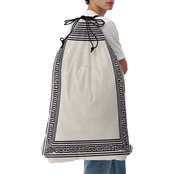 Laundry Bag Khaki Linen Key Design Mesh Wash Bags Dirty Clothes Organizer with Drawstring Washing Machine Packable Storage Bag Geometric Back Print Travel Laundry Bags for Delicates College Dorm