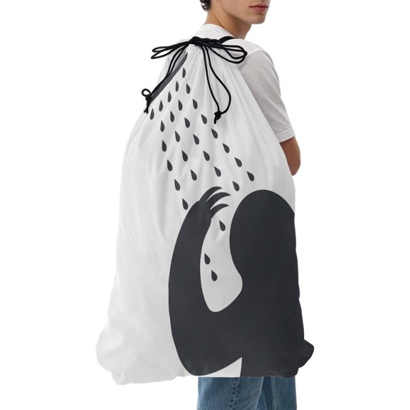 Laundry Bag Lazy Sloth Shower Mesh Wash Bags Dirty Clothes Organizer with Drawstring Washing Machine Packable Storage Bag Funny Animal Shadow Travel Laundry Bags for Delicates College Dorm Apartment