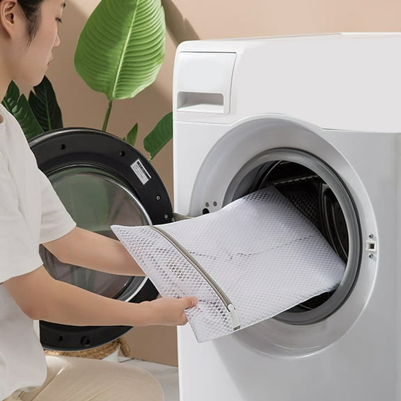 Laundry Bag,Mesh Laundry Bags with Zipper,Cellular Network Mesh Laundry Bags for Delicates with Non Rust Zipper White Laundry Bags Mesh Wash Bags Easy Suit Bra Sock Lingerie Laundry for Washing