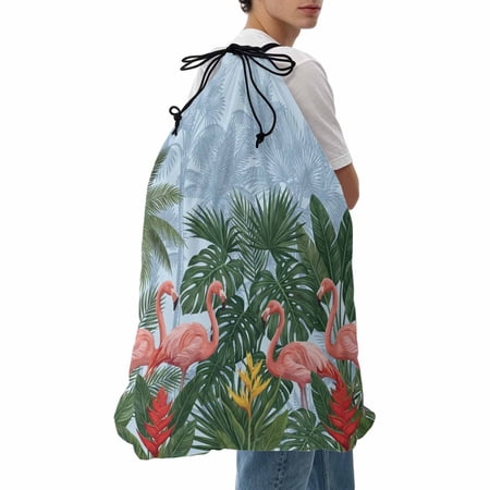 Laundry Bag Pink Flamigo Mesh Wash Bags Dirty Clothes Organizer with Drawstring Washing Machine Packable Storage Bag Blue Tropical Palm Tree Travel Laundry Bags for Delicates College Dorm Apartment