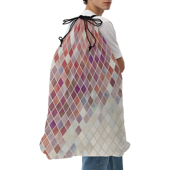 Laundry Bag Pink Grid Plaid Mesh Wash Bags Dirty Clothes Organizer with Drawstring Washing Machine Packable Storage Bag Modern Glass Texture Travel Laundry Bags for Delicates College Dorm Apartment