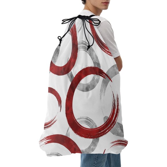 Laundry Bag Red Circles Mesh Wash Bags Dirty Clothes Organizer with Drawstring Washing Machine Packable Storage Bag Geometric Abstract Twisted Lines Travel Laundry Bags for Delicates College Dorm