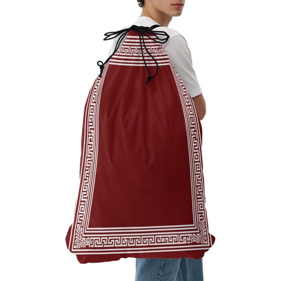 Laundry Bag Red Key Pattern Mesh Wash Bags Dirty Clothes Organizer with Drawstring Washing Machine Packable Storage Bag Geometric Art Travel Laundry Bags for Delicates College Dorm Apartment