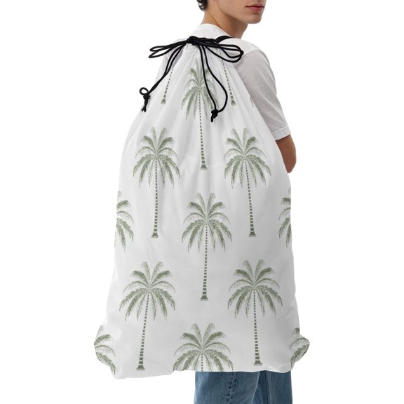 Laundry Bag Sage Green Tropical Palm Tree Mesh Wash Bags Dirty Clothes Organizer with Drawstring Washing Machine Packable Storage Bag Summer Beach Coastal Travel Laundry Bags for Delicates Dorm