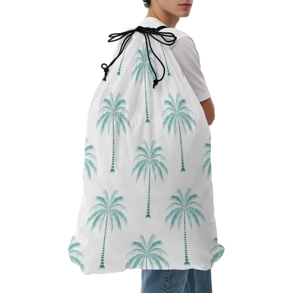 Laundry Bag Teal Tropical Palm Tree Mesh Wash Bags Dirty Clothes Organizer with Drawstring Washing Machine Packable Storage Bag Summer Beach Coastal Travel Laundry Bags for Delicates College Dorm