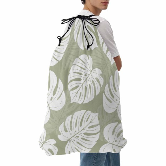 Laundry Bag Tropical Monstera Leaves Mesh Wash Bags Dirty Clothes Organizer with Drawstring Washing Machine Packable Storage Bag Green Summer Palm Leaf Travel Laundry Bags for Delicates College Dorm