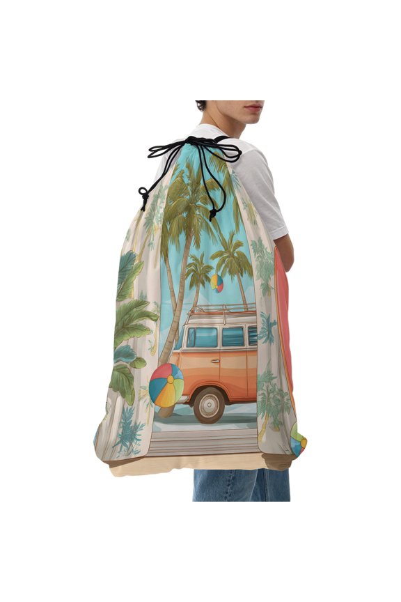 Laundry Bag Tropical Palm Leaves Mesh Wash Bags Dirty Clothes Organizer with Drawstring Washing Machine Packable Storage Bag Camper Van Surfboard Balls Travel Laundry Bags for Delicates College Dorm