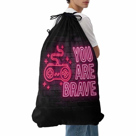 Laundry Bag Video Game Mesh Wash Bags Dirty Clothes Organizer with Drawstring Washing Machine Packable Storage Bag Pink Shiny Gaming Playing Gamer Travel Laundry Bags for Delicates College Dorm