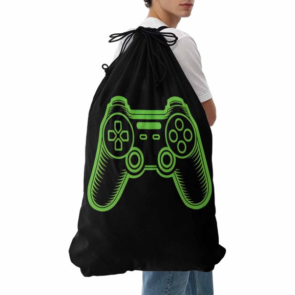 Laundry Bag Video Games Controller Mesh Wash Bags Dirty Clothes Organizer with Drawstring Washing Machine Packable Storage Bag Black Green Gaming Console Travel Laundry Bags for Delicates Dorm