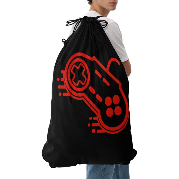 Laundry Bag Video Games Controller Mesh Wash Bags Dirty Clothes Organizer with Drawstring Washing Machine Packable Storage Bag Black Red Gaming Console Travel Laundry Bags for Delicates College Dorm