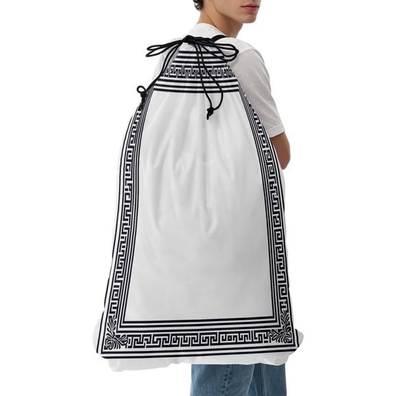 Laundry Bag White Key Design Mesh Wash Bags Dirty Clothes Organizer with Drawstring Washing Machine Packable Storage Bag Geometric Back Print Travel Laundry Bags for Delicates College Dorm Apartment